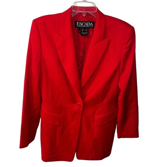 Escada Margaretha Ley Blazer Germany 40 Womens Sz US 10 Wool Red Jacket Vintage - Picture 1 of 10